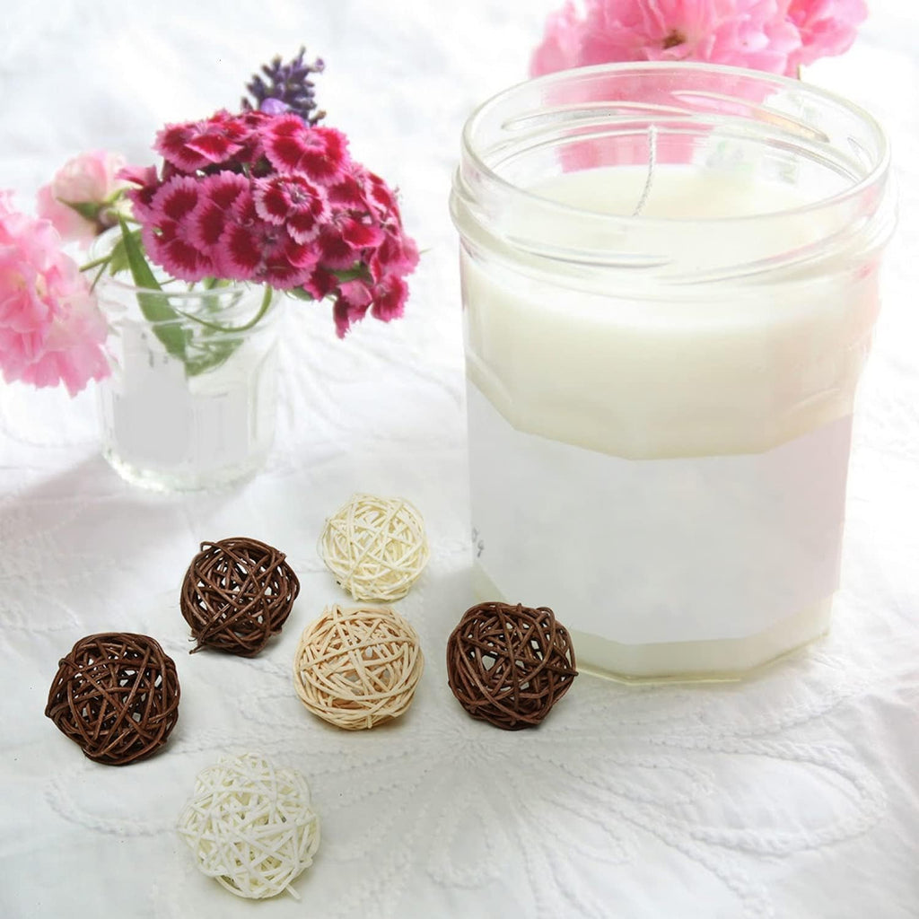 Pomeat Wicker Rattan Balls Decorative Ball Orbs Vase Fillers Table Decor, Wedding Party Decoration, Decorative - Set of 15