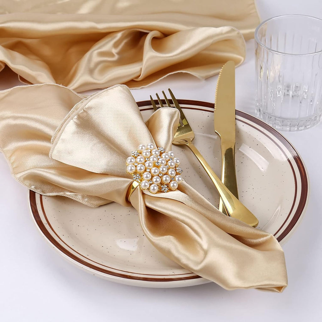 Elegant Pearls Napkin Rings,Napkin Holder Ring Metal Buckles for Table Setting Decor at - Set of 12