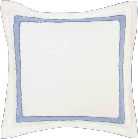 Euro Sham, Soft Faux Linen Ramie Cotton Decorative Pillow Cover with Border Detail, 26x26, Room Decor (Mila Blue)
