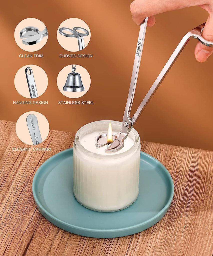 3 in 1 Candle Wick Trimmer Set, Snuffer, Dipper, Cutter, Silver