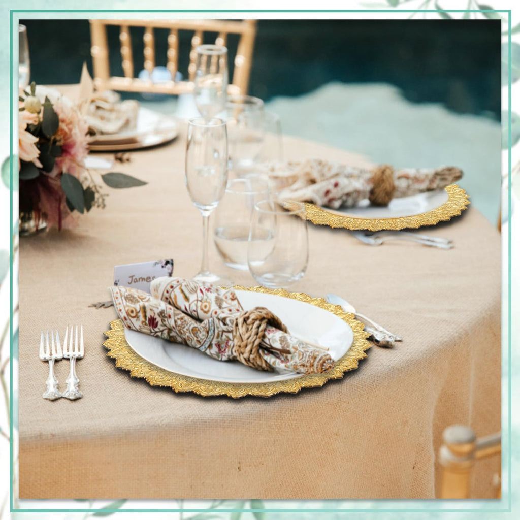 13 Inch Charger Plates Set of 12 - Elegant Reusable Dinner Base Plates for Weddings, Parties, & Holiday Table Decor