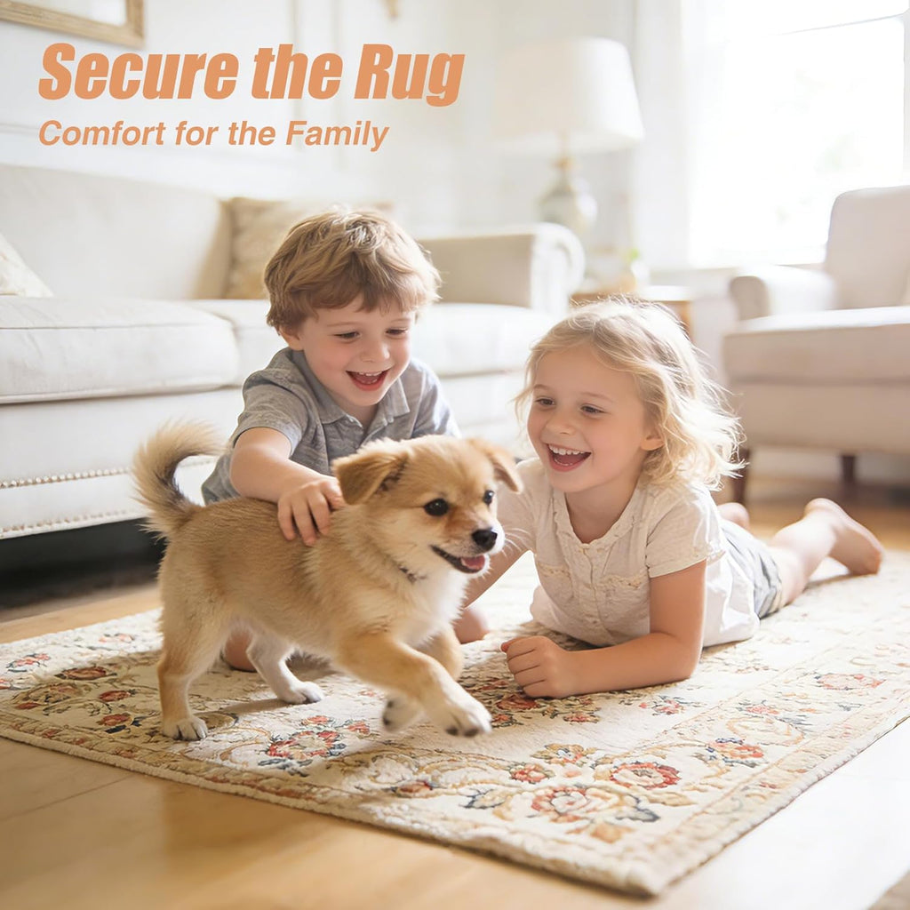 Non-Slip Rug Pad 8' x 10' - Felt & Rubber Underlay in Dark Gray, Waterproof & Grippy for Hardwood, Tile, Laminate - Set of 80