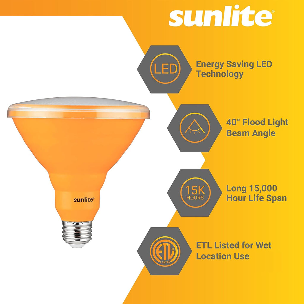 LED PAR38 Colored Recessed Light Bulb, 15 watt (75W Equivalent), Medium (E26) Base, Floodlight, ETL Listed, Amber, 3