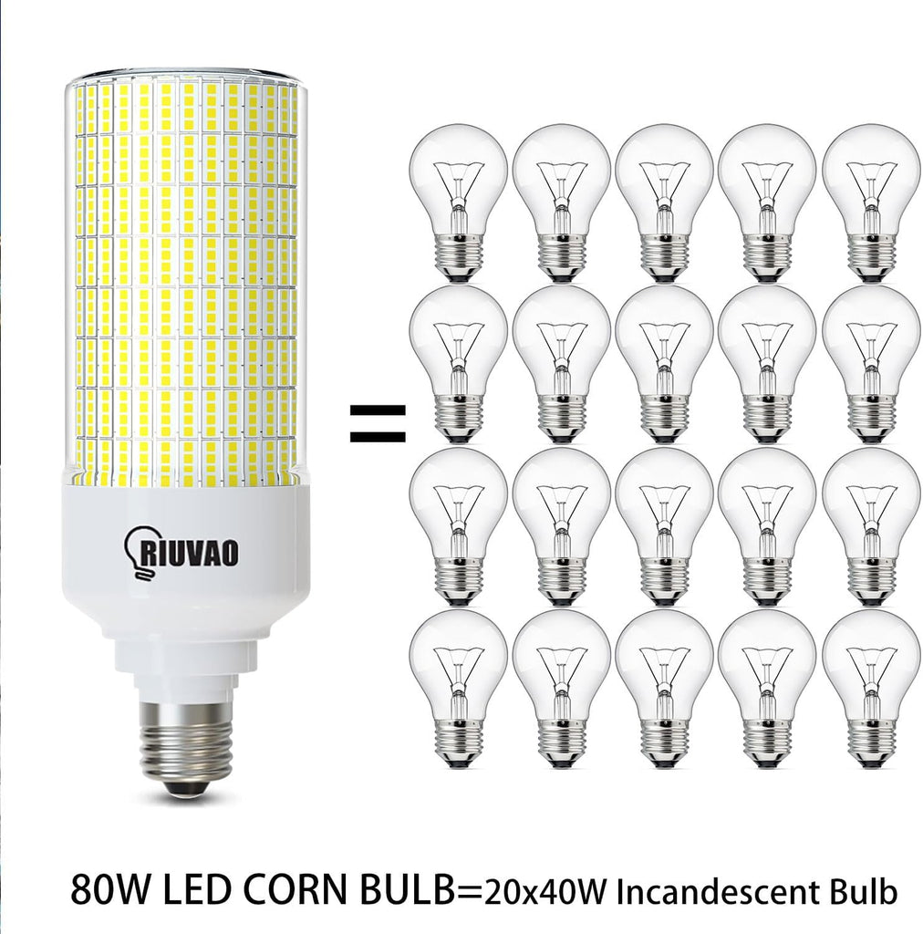 Led Corn Light Bulb 2 Pack, 800W Equivalent 5000K Daylight 12000Lm Super Bright E26/E39 Base 80W Led Bulbs, Replace