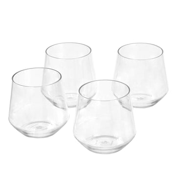 Tritan Glasses, Dishwasher Safe, BPA-Free Plastic, Stemless Wine, Shatterproof, Looks Like Glass, 14-oz, Clear, Set of 4