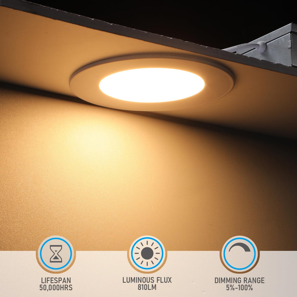 5CCT 4 Inch Ultra-Thin LED Recessed Light, CRI90 9W