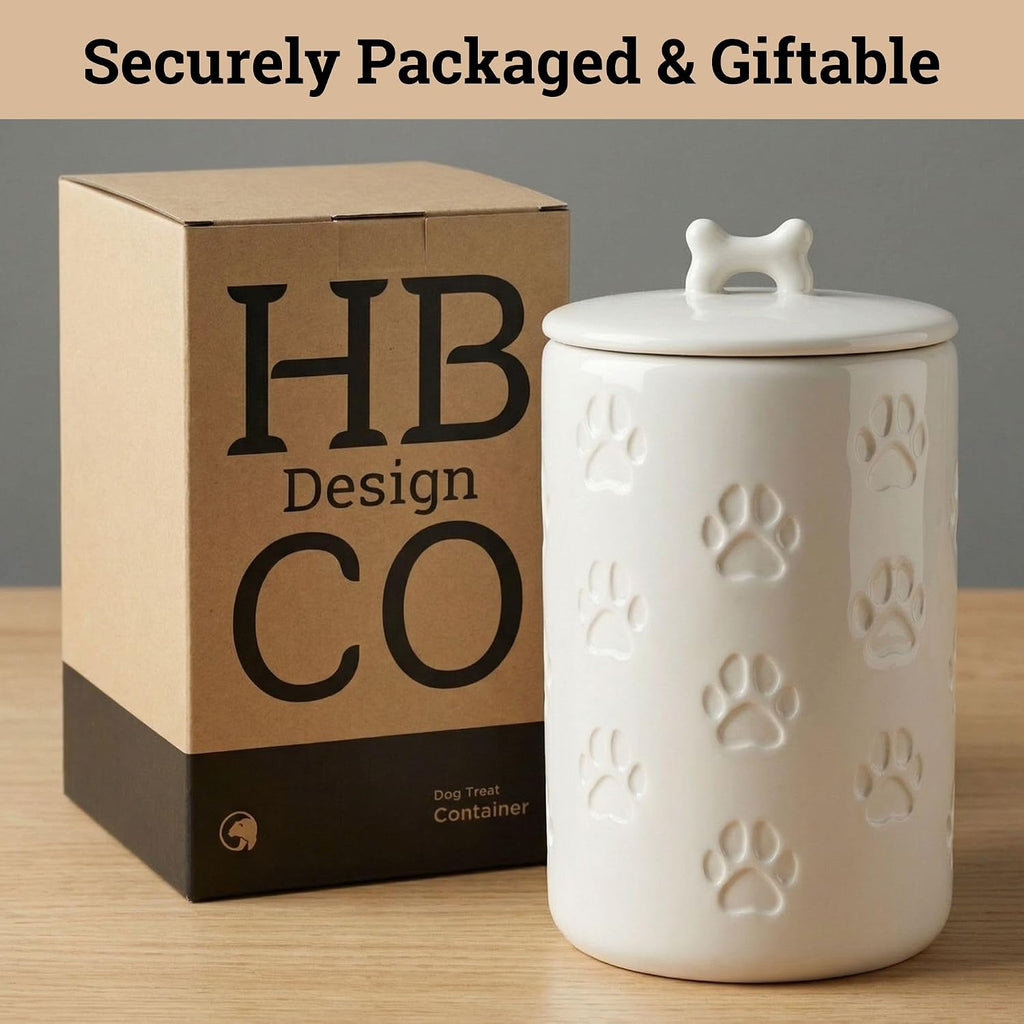 Dog Treat Container Airtight, 5"W x 9"H, Ceramic 7 Cups Big Treats Canister