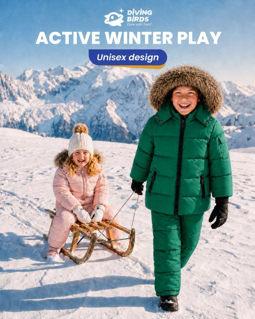 Kids Piece Insulated Snowsuit Set with Jacket and Bib Pants