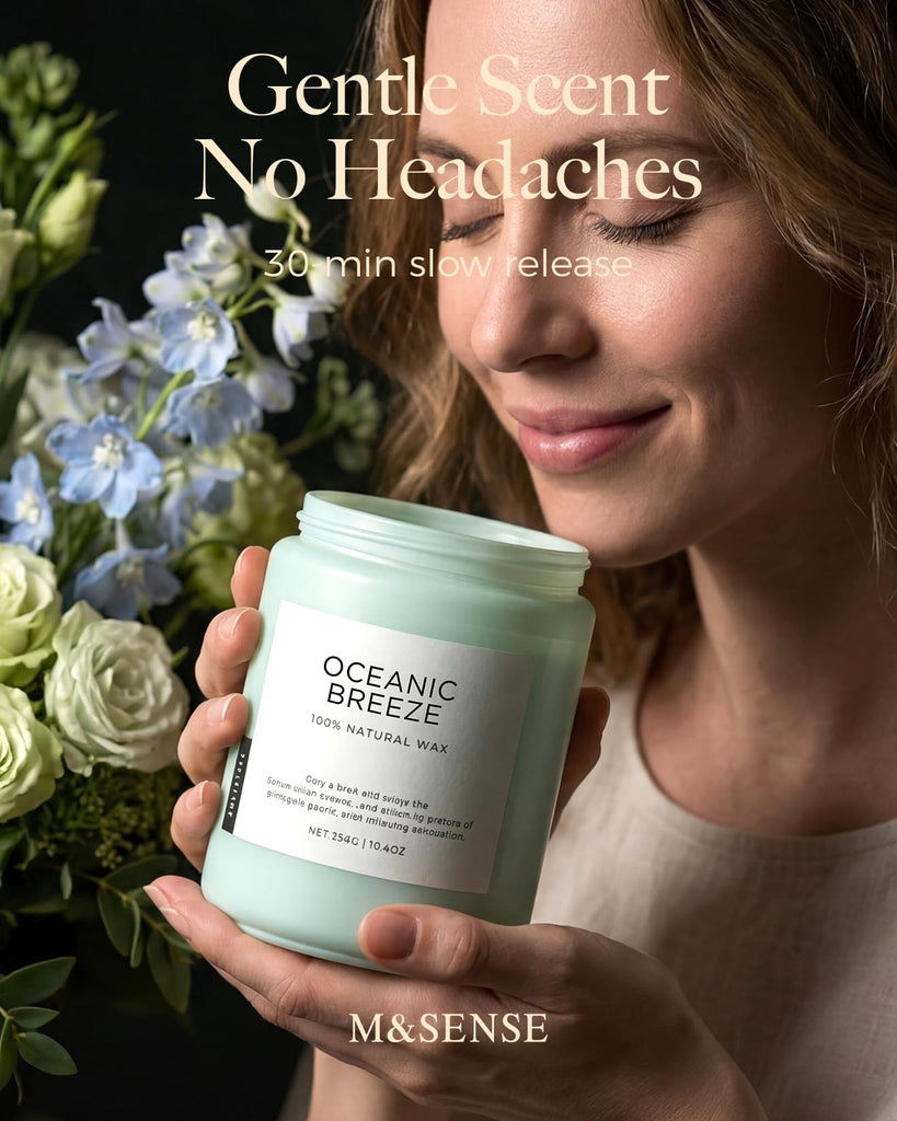 Candle Oceanic Breeze Home Scented, 19.4oz 110H Natural Soy Wax