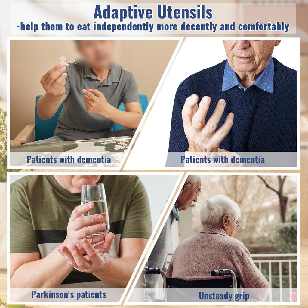 Adaptive Weighted Utensils Set - Spoon and Fork for Hand Tremors, Parkinson's, Elderly, and Arthritis - Adaptive