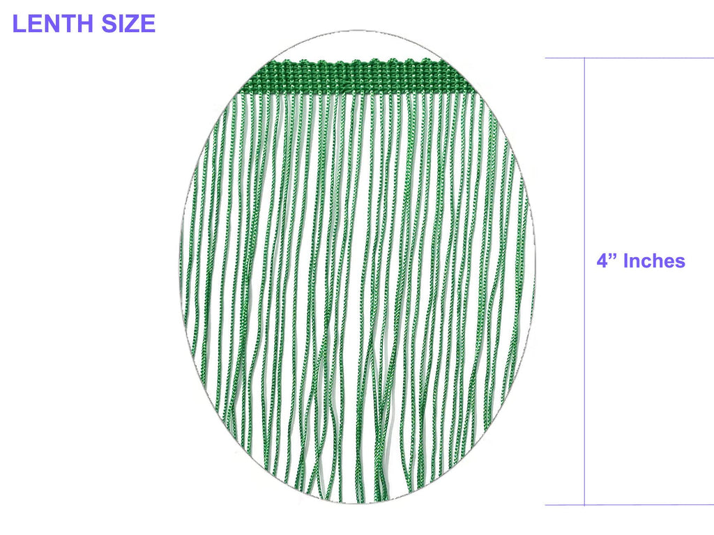 4" Long Chainette Fringe Thread Yarn Tassel Trim Braid Fringe for Crafts Sewing and Decor-Green - 5 Yards