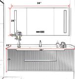 Bathroom Vanity with Sink- Modern Bathroom Vanity with Smart LED Defog Mirror Cabinet ? Multi Storage Space