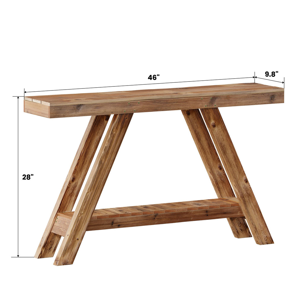 46" Farmhouse Console Entryway Table, Reclaimed Wood(Brown)