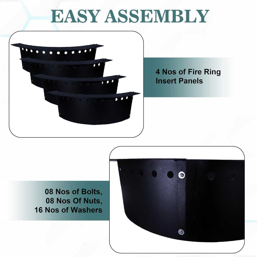 Smokeless Fire Pit Insert 46" - Steel Foldable Round Fire Pit Ring with Air Vents and Coller Support - DIY Fire Ring