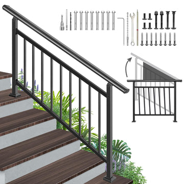 Adjustable Hand Rails for Outdoor Steps, 5‐Step Stair Railing Kit