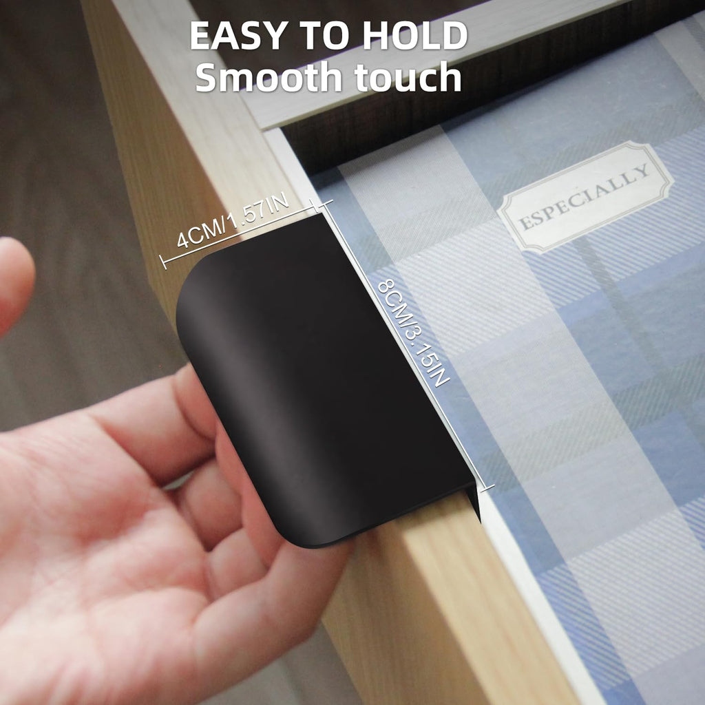 5 Pack Adhesive Edge Finger Pulls for Cabinets Black 3.15" Length