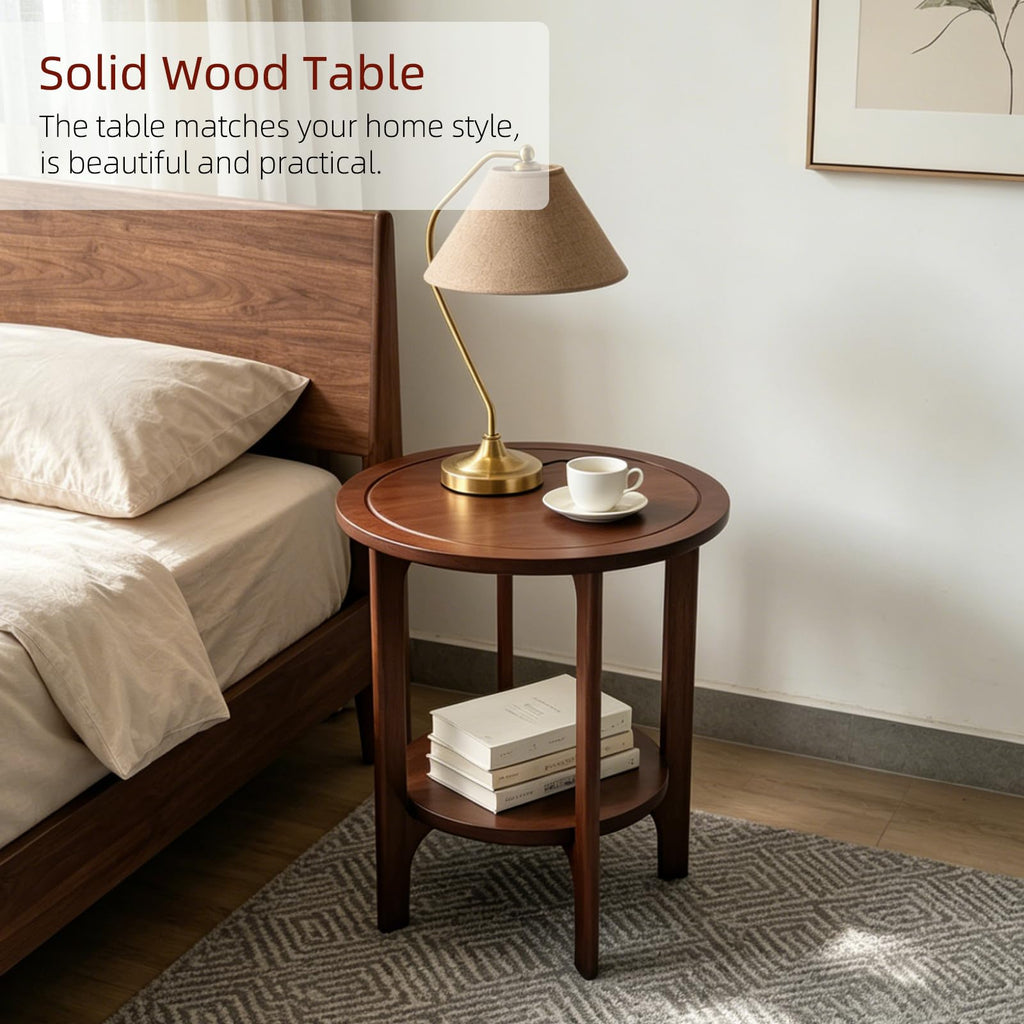 Solid Wood Round Side Table