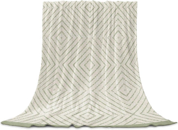 Country Line Throw Blanket Rustic Boho Traditional Sage Borders Flannel Cozy Soft Warm Fleece Blankets, 30 x 40 inch