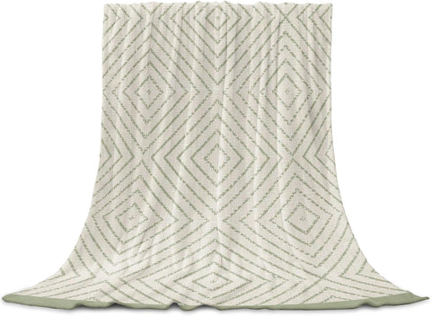 Country Line Throw Blanket Rustic Boho Traditional Sage Borders Flannel Cozy Soft Warm Fleece Blankets, 30 x 40 inch