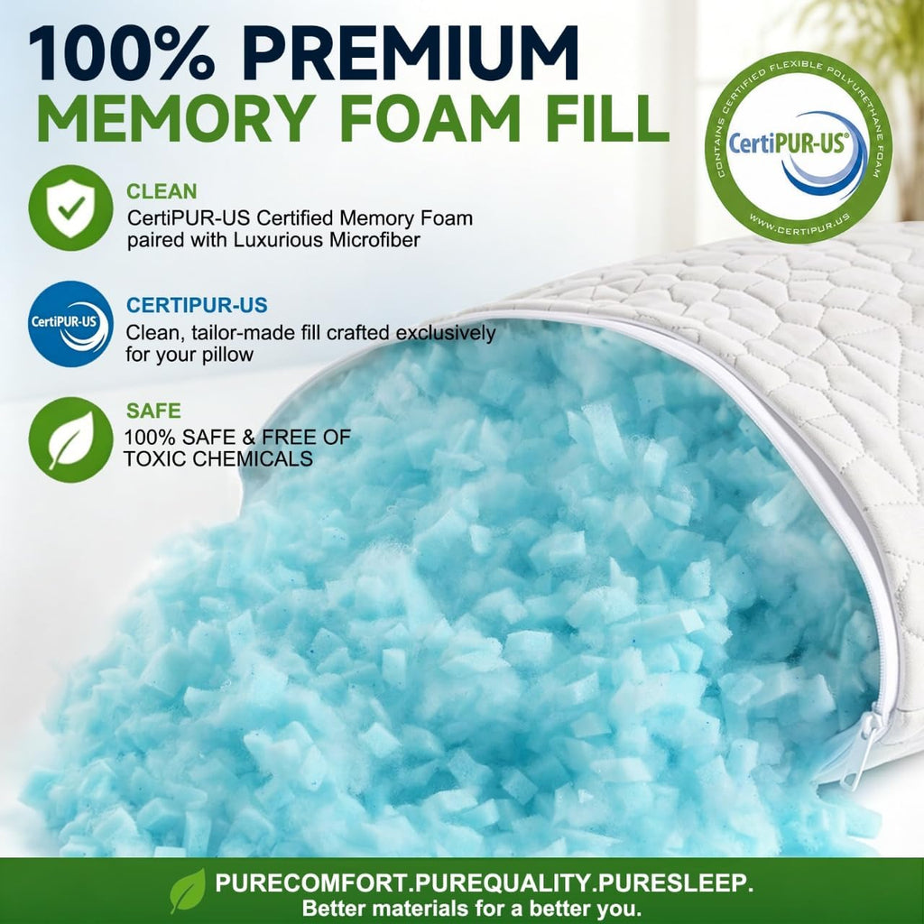Cooling Pillows King Size Set of 2, CertiPUR-US Shredded Memory Foam Pillows,Soft Yet Supportive Pillow for Sleeping