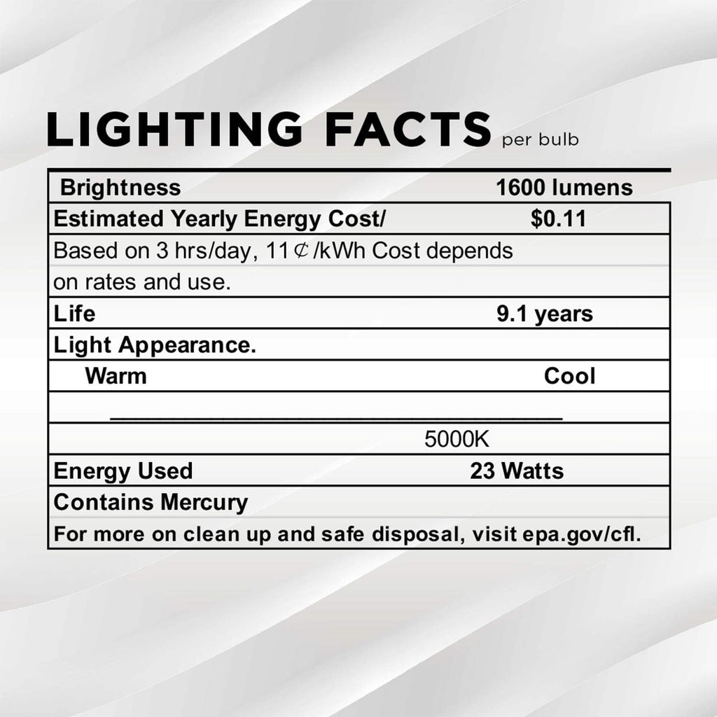 E26 Standard Screw Base 23W Spiral CFL Light Bulb Daylight