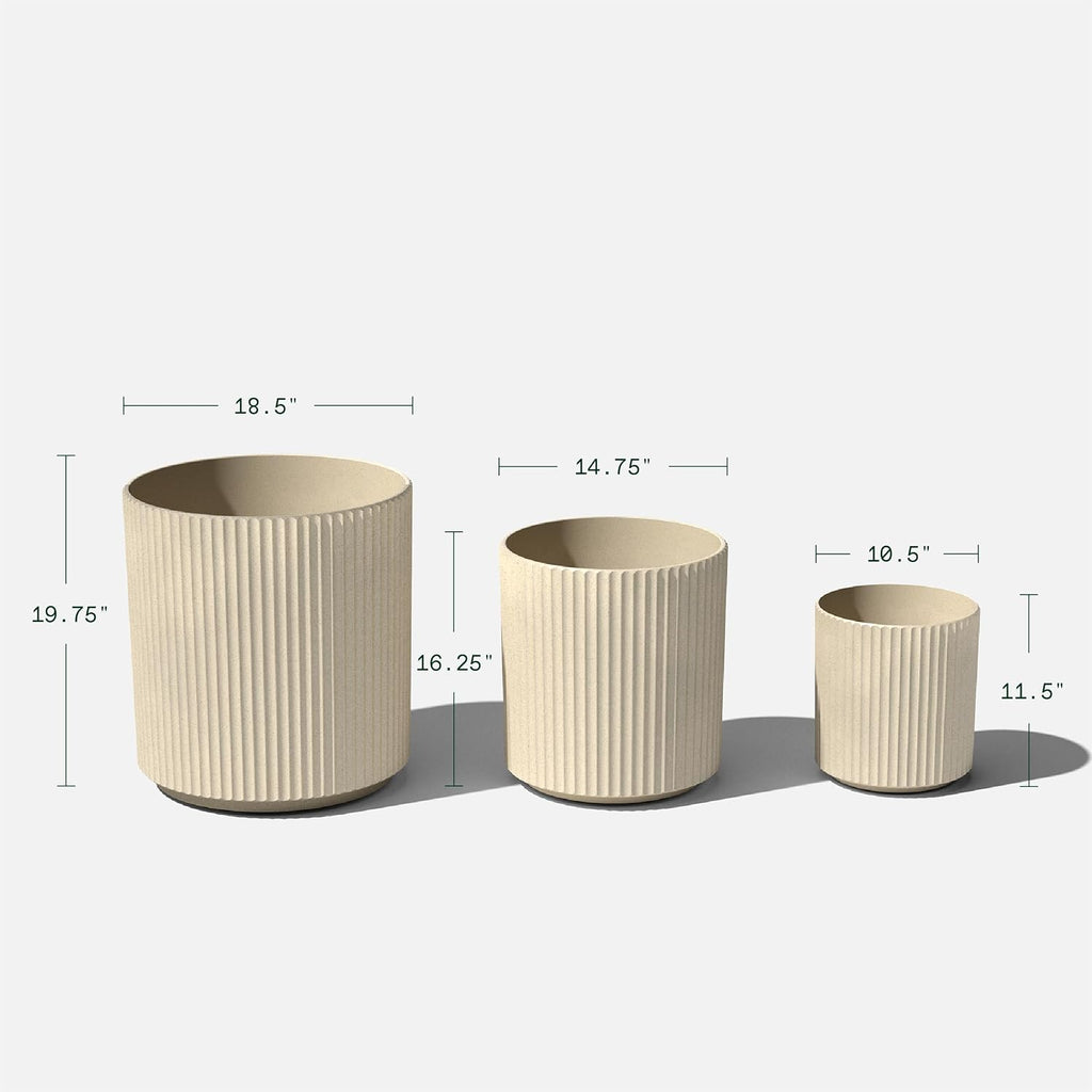 Demi Series Set of 3 Round Planters for Porch, Patio, Backyard | Durable -Concrete Material | Modern Décor for Tall