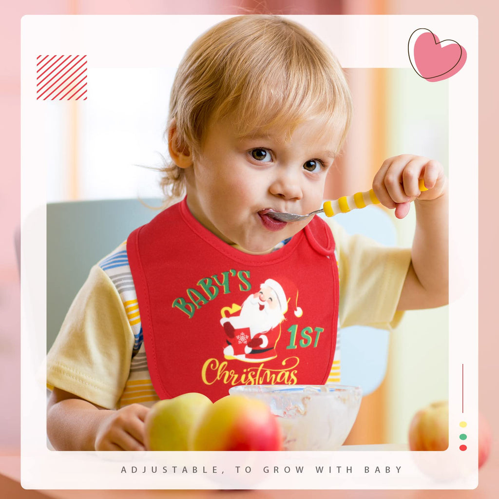 Christmas Baby Bib Babies First Christmas Baby Gifts Xmas Newborn Bibs for Baby Girl Boy with Adjustable Closure Baby