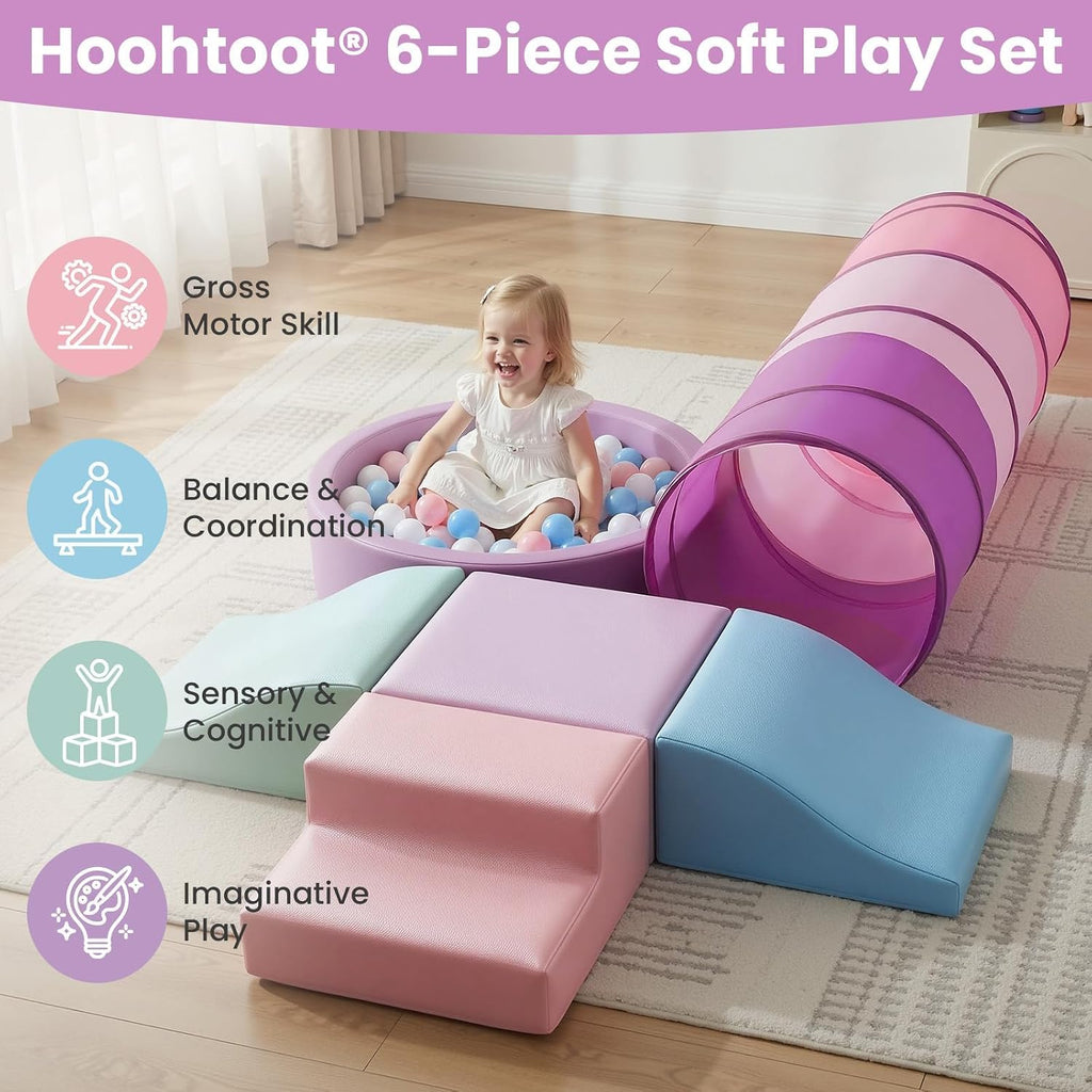 Foam Climbing Blocks with Ball Pit & Crawl Tunnel Toys for Toddlers 1-3