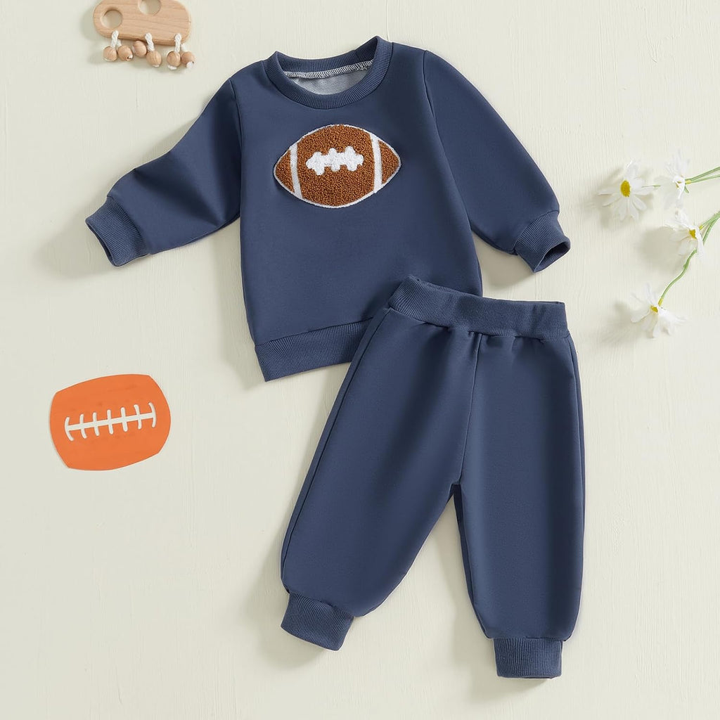 Toddler Baby Boy Football Outfit Embroidery Sweatshirt Pants Infant Fall Outfits 12 18 Boys Clothes