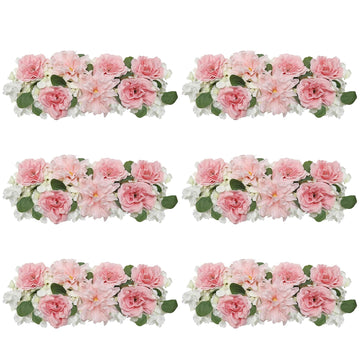 Set of 6 Artificial Peony Flower Swag, Fake Arch Floral Decor