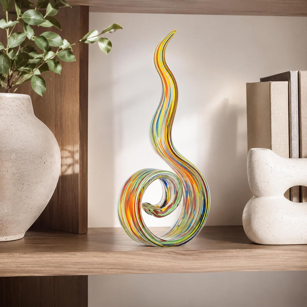 Hand Blown Glass Sculptures 11.4 in H Abstract Art s Murano-Style Home Decor Coffee Tables TV Stands