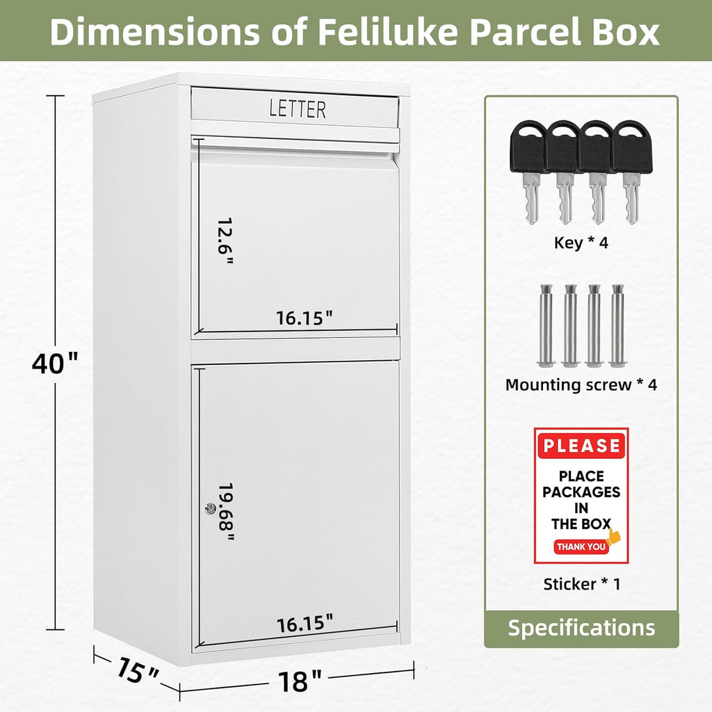 Package Delivery Boxes ，Extra Large Package Drop Boxes，Anti-Theft Lockable Parcel Delivery Box Porch with Secure