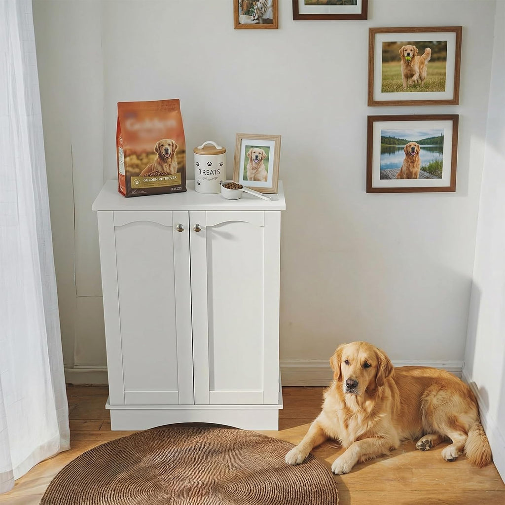32" H Dog Feeding Station with Storage with Adjustable Shelves