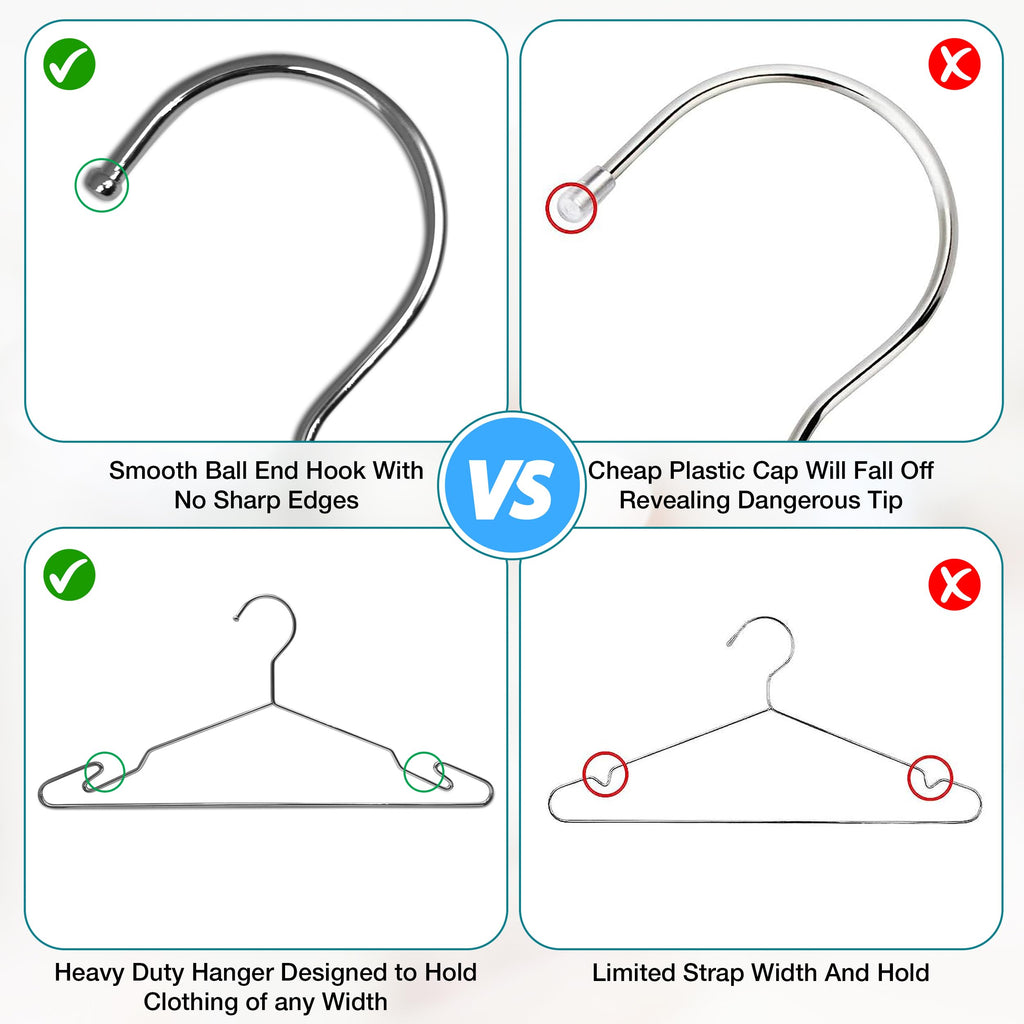 Chrome Metal Hangers, Heavy Duty Clothes Hangers with Non-Slip Grooves, Slim Space Saving Coat Hangers - 40 Pack