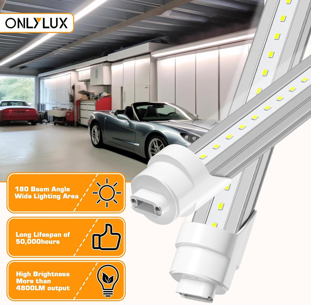 8ft R17D LED Tube Light, 8 Foot Led Bulbs, 40W 6000K 4800LM 10 Pack