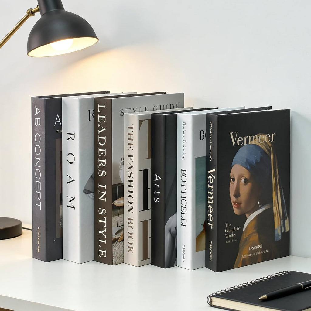 Decorative Books Decor - 7 Pcs Faux Books for Decoration, Fake Stack for Bookshelf, Coffee Table, Designer Decor Set