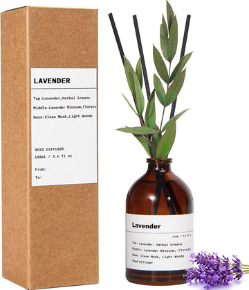 Reed Diffuser Set, Lavender Scent, 3.4 fl oz, Home Fragrance Reed Diffuser Decor