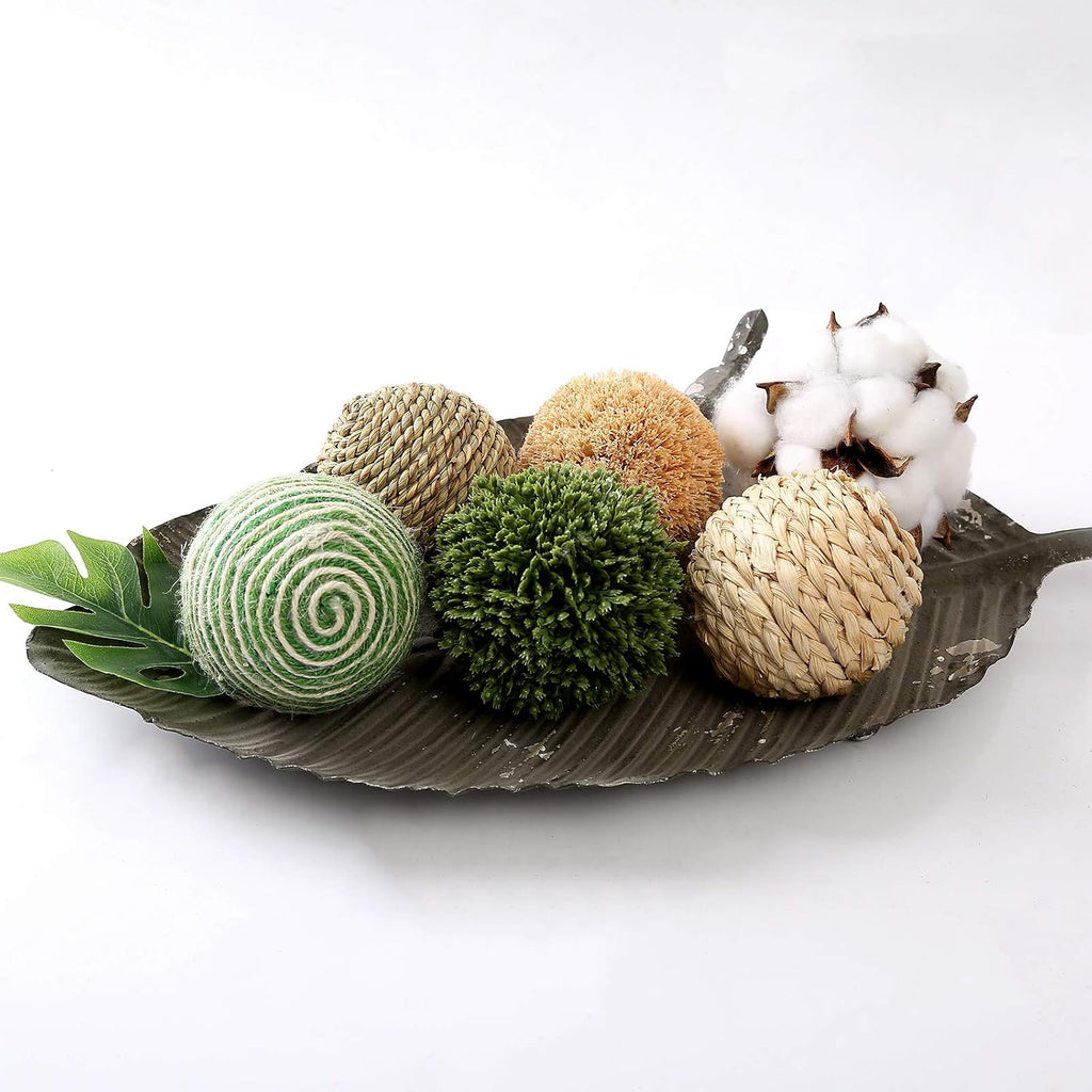 3.5inch Woven Wicker Rattan Balls Decorative Ball Twig Orbs Green Orbs Vase Bowl Filler for Tabletop Decor - Set of 6