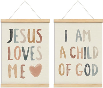 Christian Jesus Nursery Wall Art Decor, 12x16 Inch Set of 2
