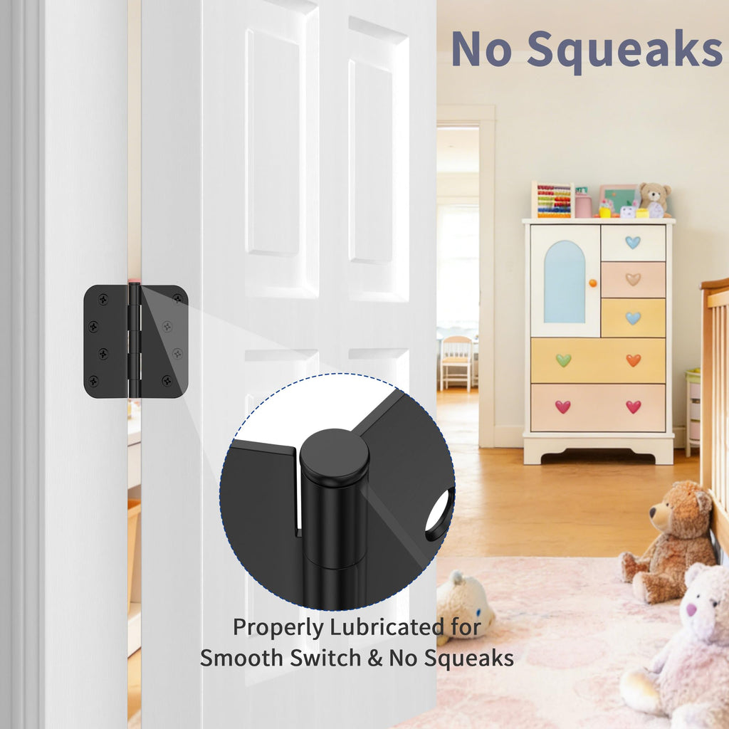 Door Hinges 4 Inch, Matte Black Exterior Door Hinges 3 Pack