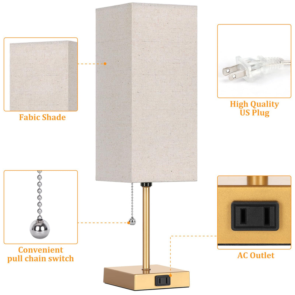 Table Lamp set of 2, 3-Color Bedside Lamps with Pull Chain