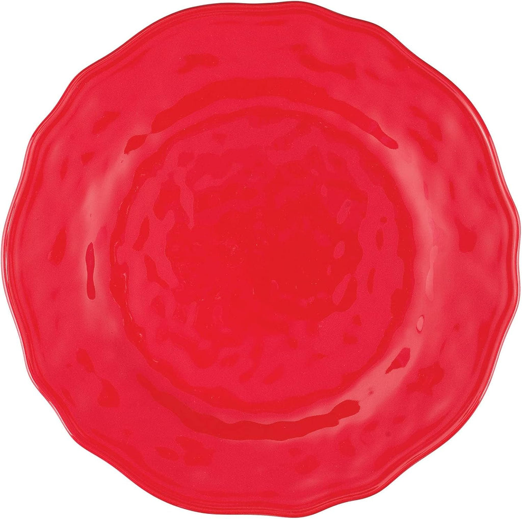 16 Piece Holiday Red Melamine Dinnerware Sets, Outdoor Dishes Set, Plates and Bowls Sets, Christmas Decorations