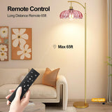 Gold Arc Floor Lamp Bedroom,Mid Century Modern Standing Lamp with Remote