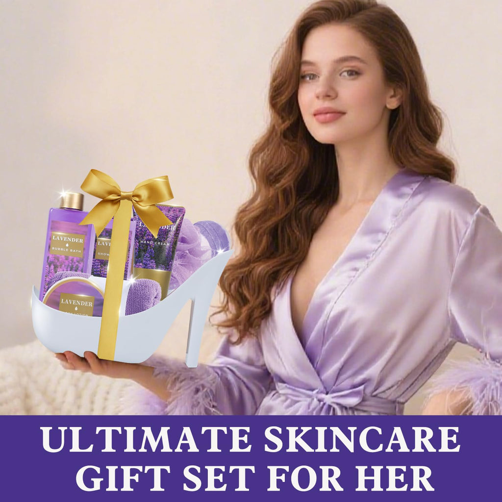Gifts for Women 8pcs Relaxing Lavender Gift Set for Women High Heel Spa Gift for Womens Birthday Gifts for Womens Mom