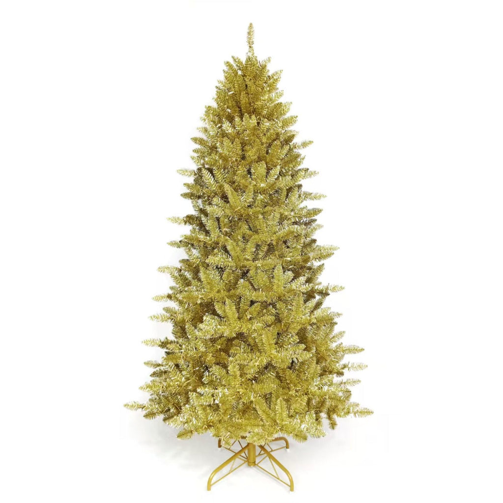 5 Ft Prelit Gold Tinsel Christmas Tree, White LED Lights