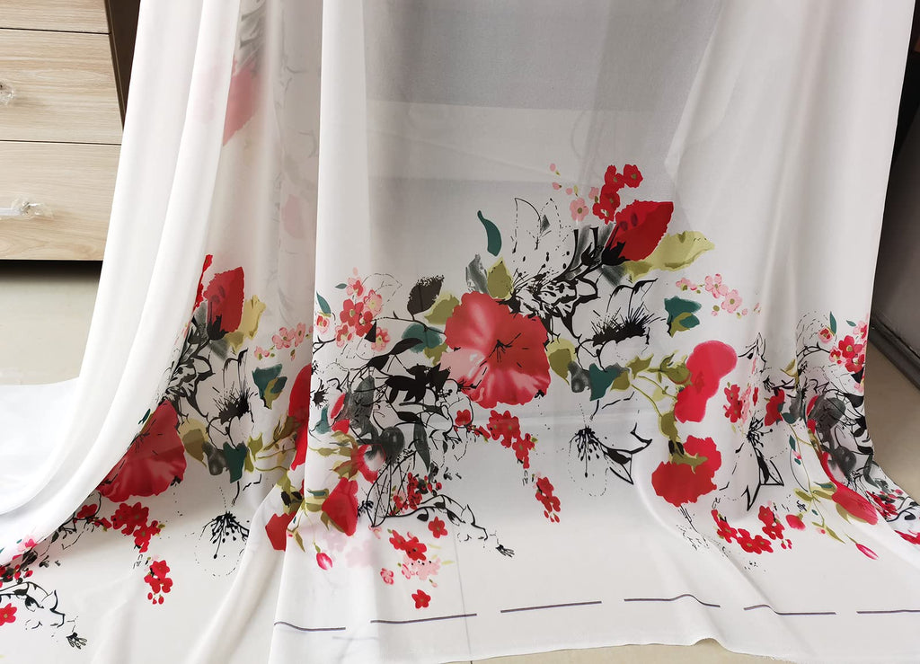 58 Inches Flower Positional Print Chiffon Fabric Fashion Sewing Material