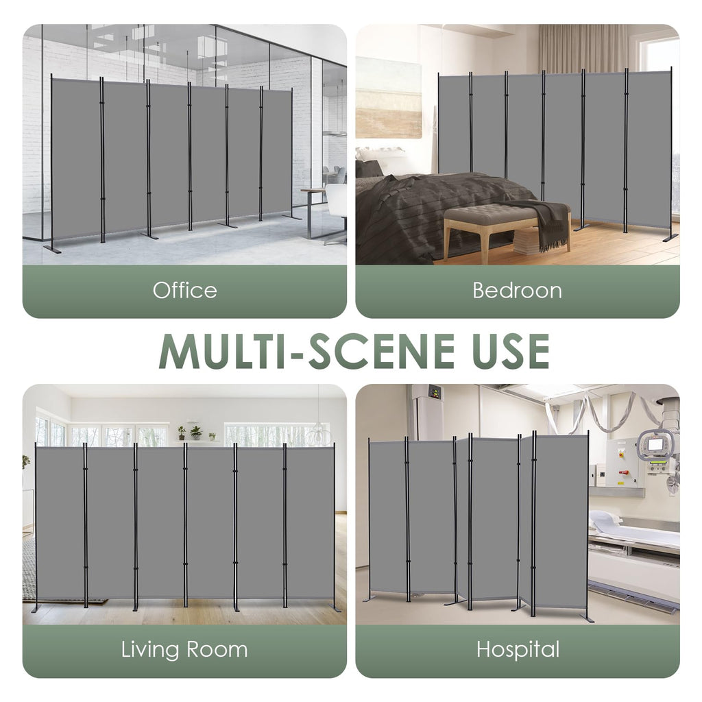 6 Panel Room Divider, 6 FT Folding Privacy Screen with Wide Feet, Freestanding Partition for Room Separation