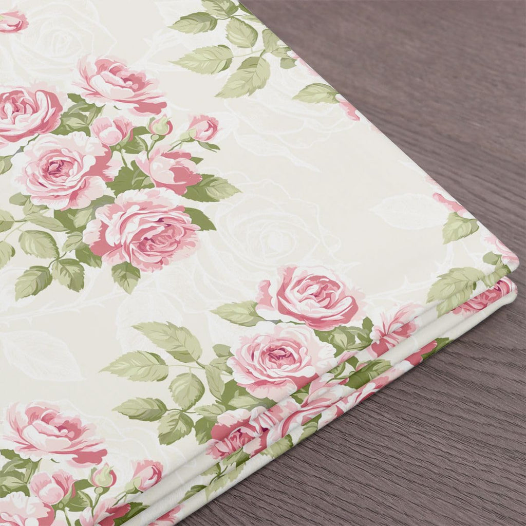 Pink Rose Floral Upholstery Fabric, Romantic Valentine's Day Decorative Fabric By The Yard, Natural Flower Green