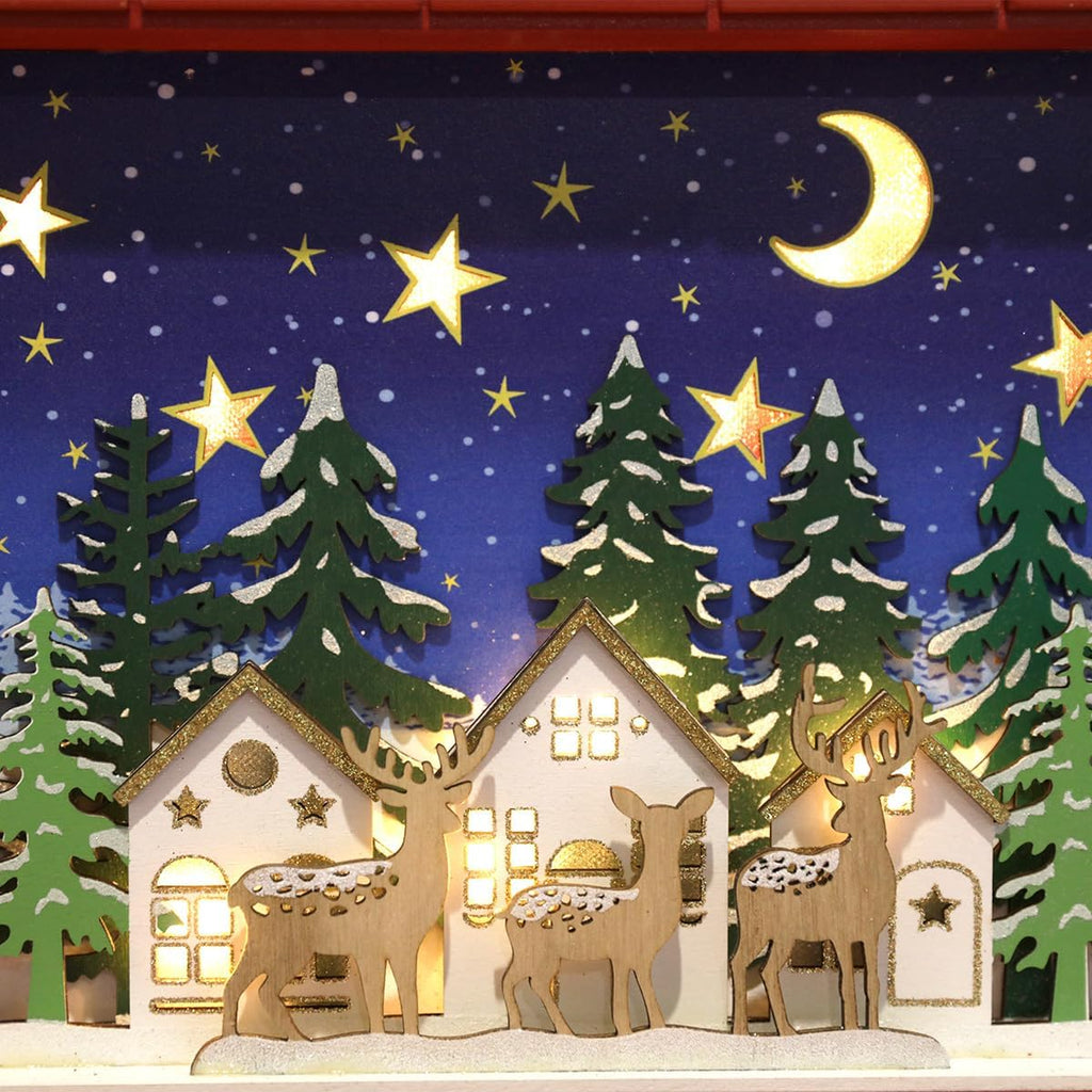 Christmas Wooden Advent Calendar with LED and 24 Drawers to Fill Small Gifts Countdown to Christmas Decoration