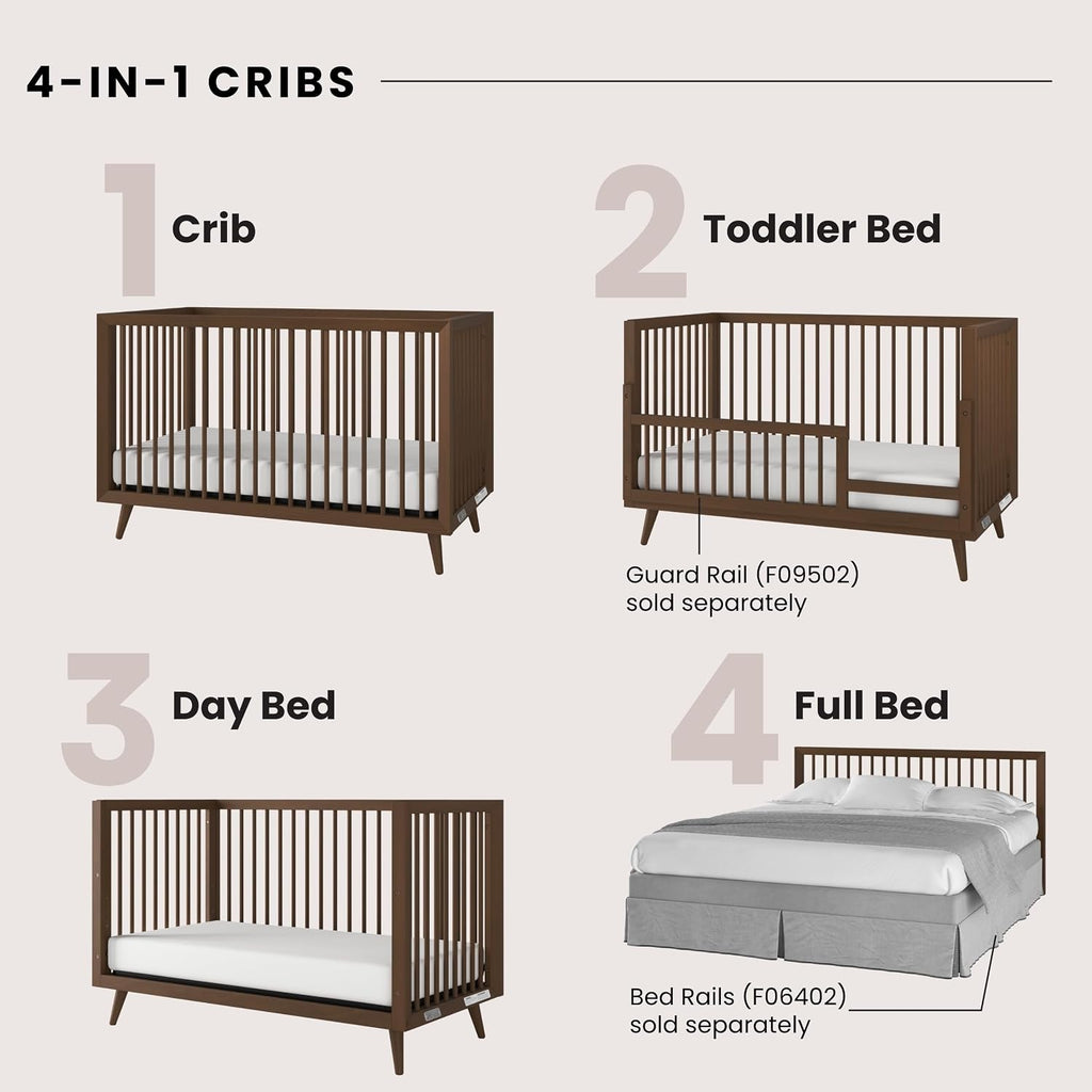 Cranbrook Design 4-in-1 Convertible Baby Crib Nursery Furniture Set, Baby Bed and 6 Drawers Double Dresser, for